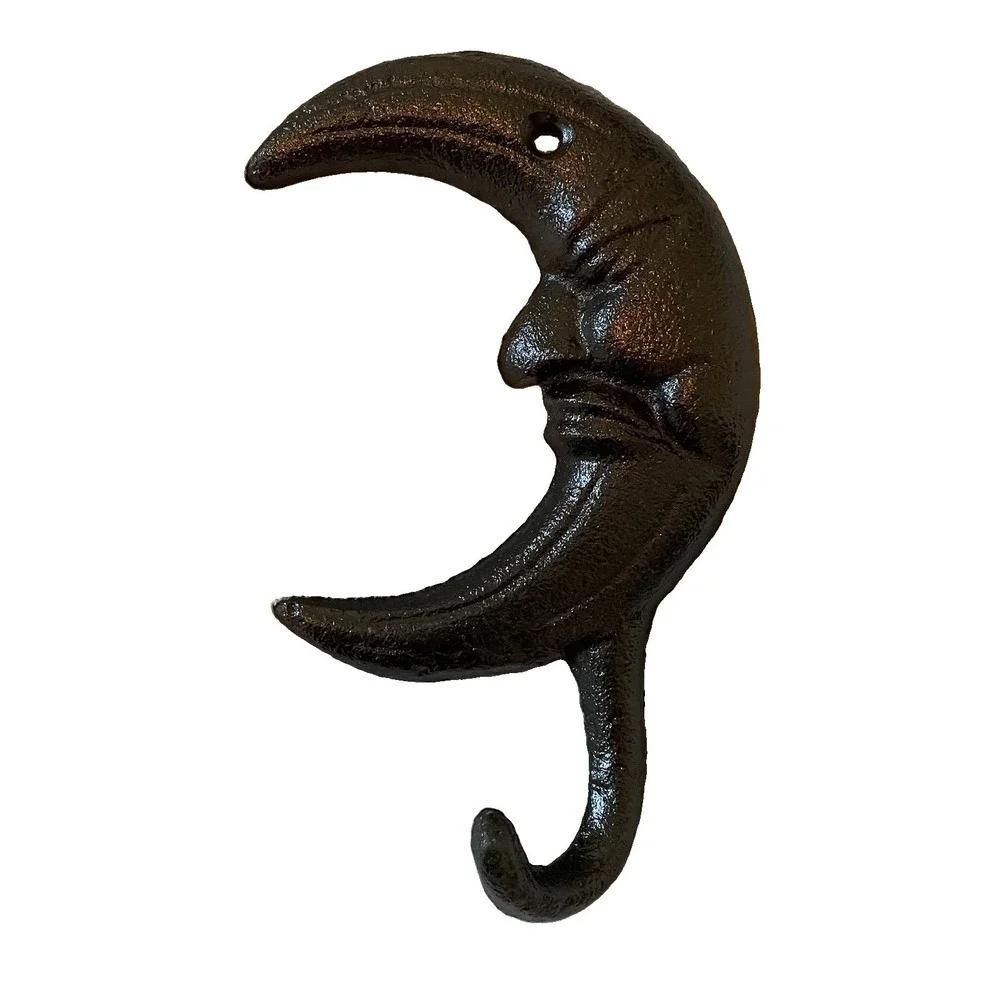 Cast Iron Crescent Moon Wall Hook Celestial Gothic Witchy Rustic Decor Black New